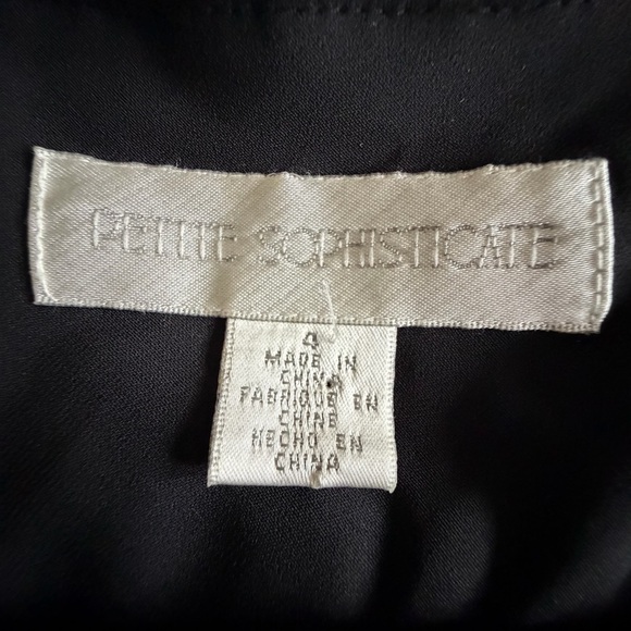 Petite Sophisticate Dress Womens 4 Black Silk Geometric Sleeveless Midi Career - Picture 9 of 11